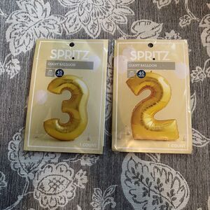 New SPRITZ Giant Gold Shiny Balloon Number #2, #3 Birthday Party 45” Inches Tall